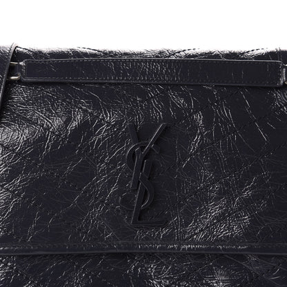 Saint Laurent Crinkled Calfskin Matelasse Monogram Medium Niki Chain Satchel Deep Marine 11 of 11