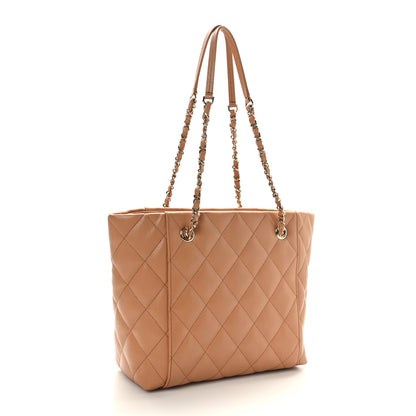 Chanel Caviar Quilted Small Shopping Tote Dark Beige 4 of 11
