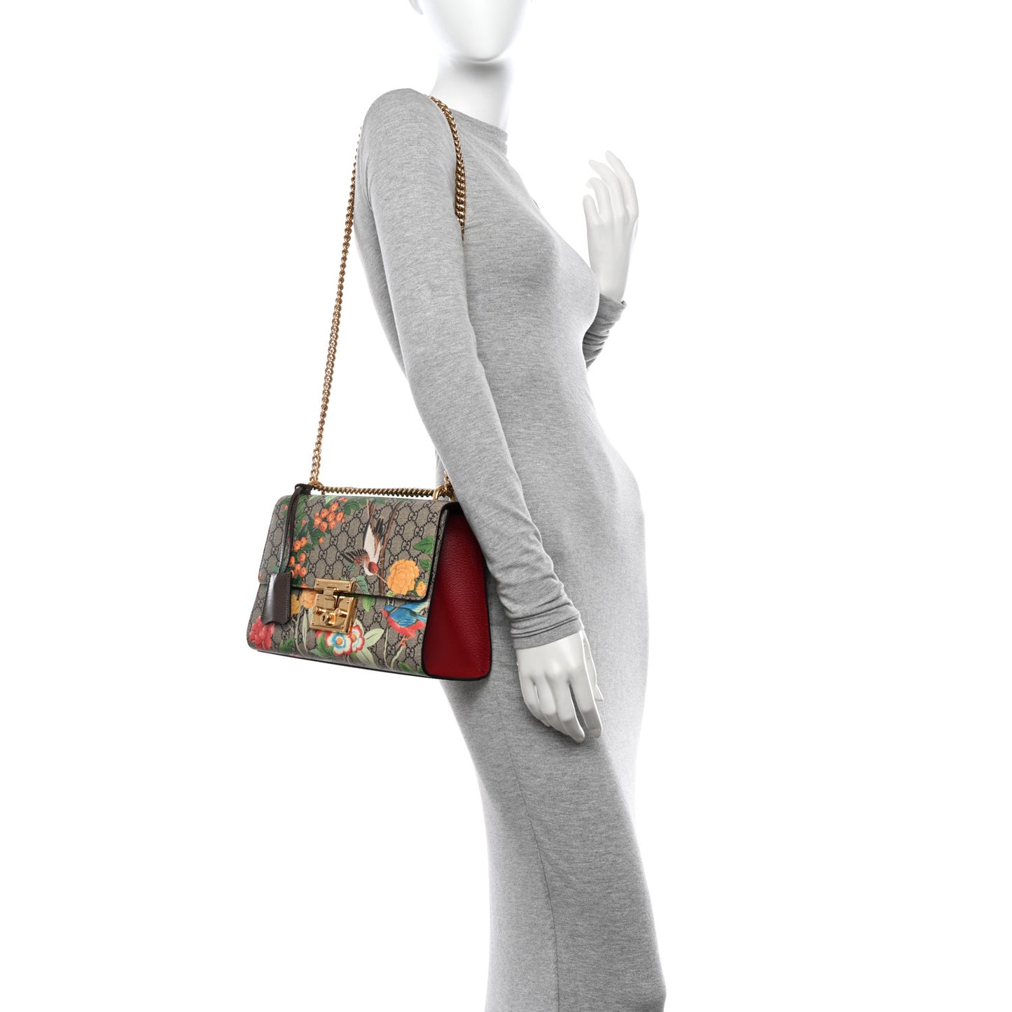 GG Supreme Monogram Tian Medium Padlock Shoulder Bag Beige Multicolor New Acero