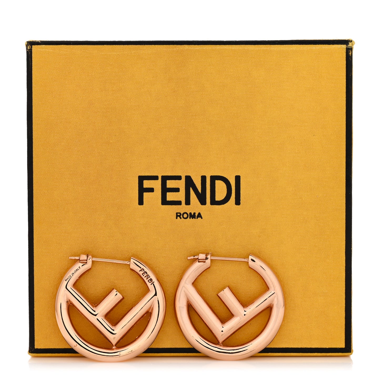 Metal FF Hoop Earrings Rose Gold