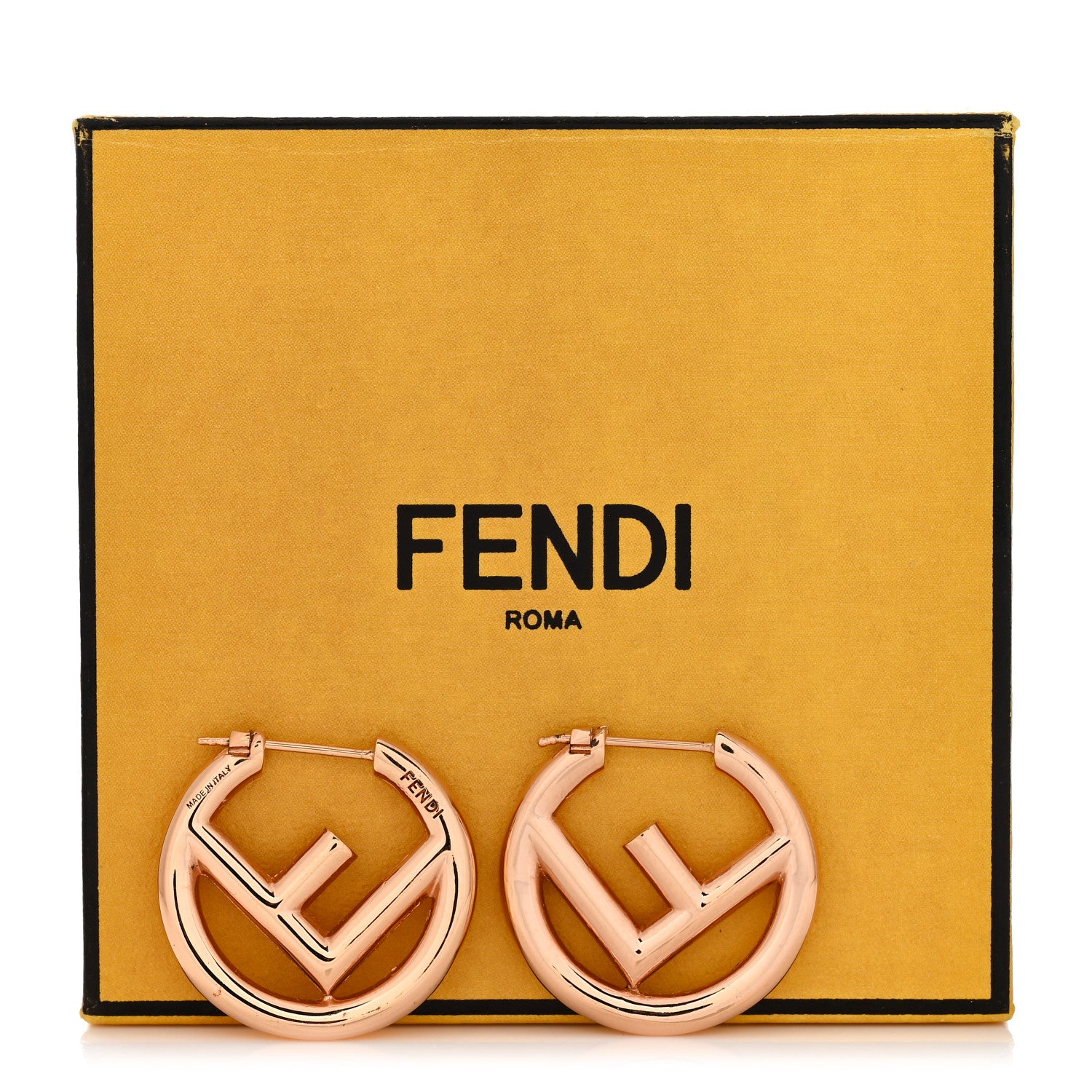 Fendi Metal FF Hoop Earrings Rose Gold 5 of 5