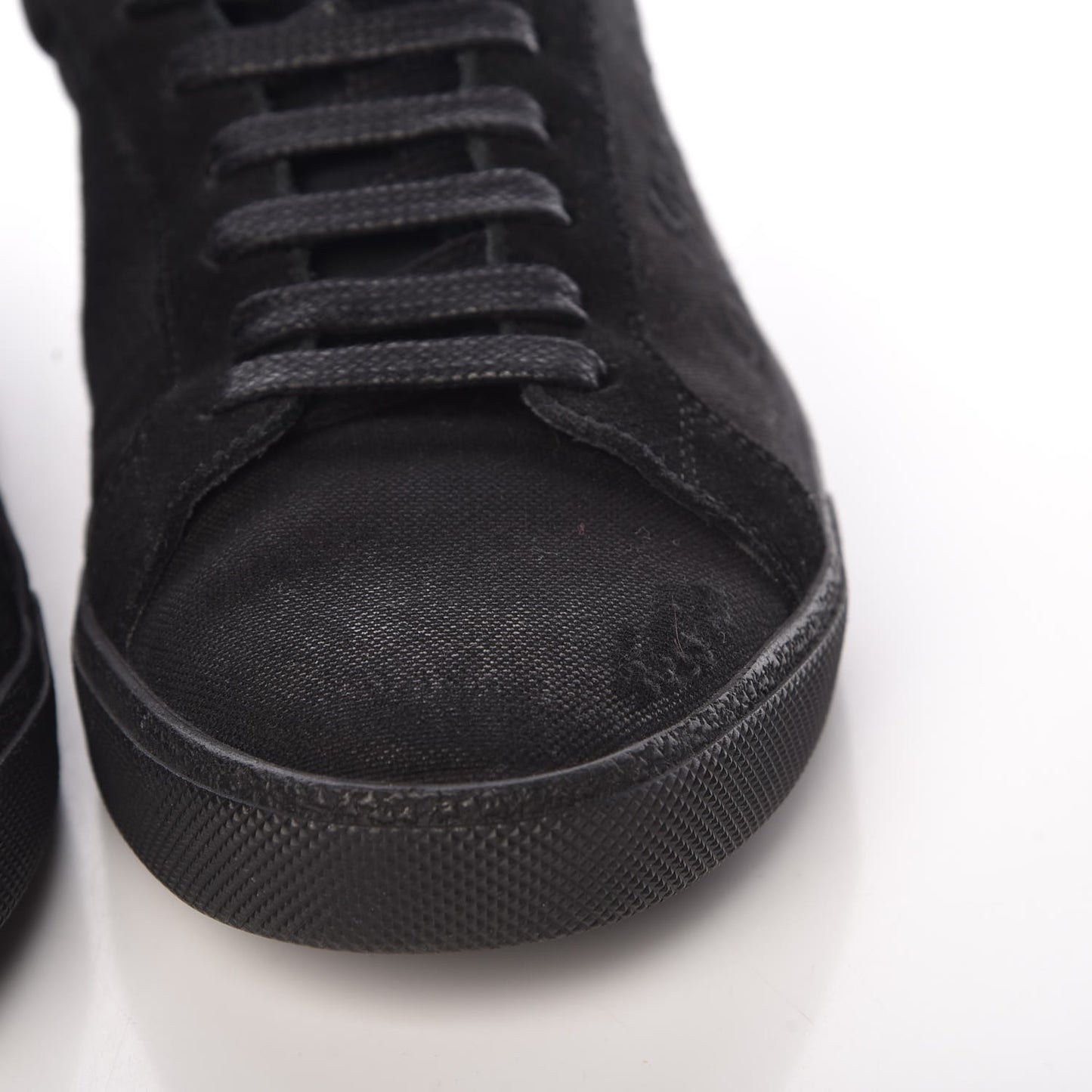 Distressed Canvas Men's Court Classic Sneakers 40 Black