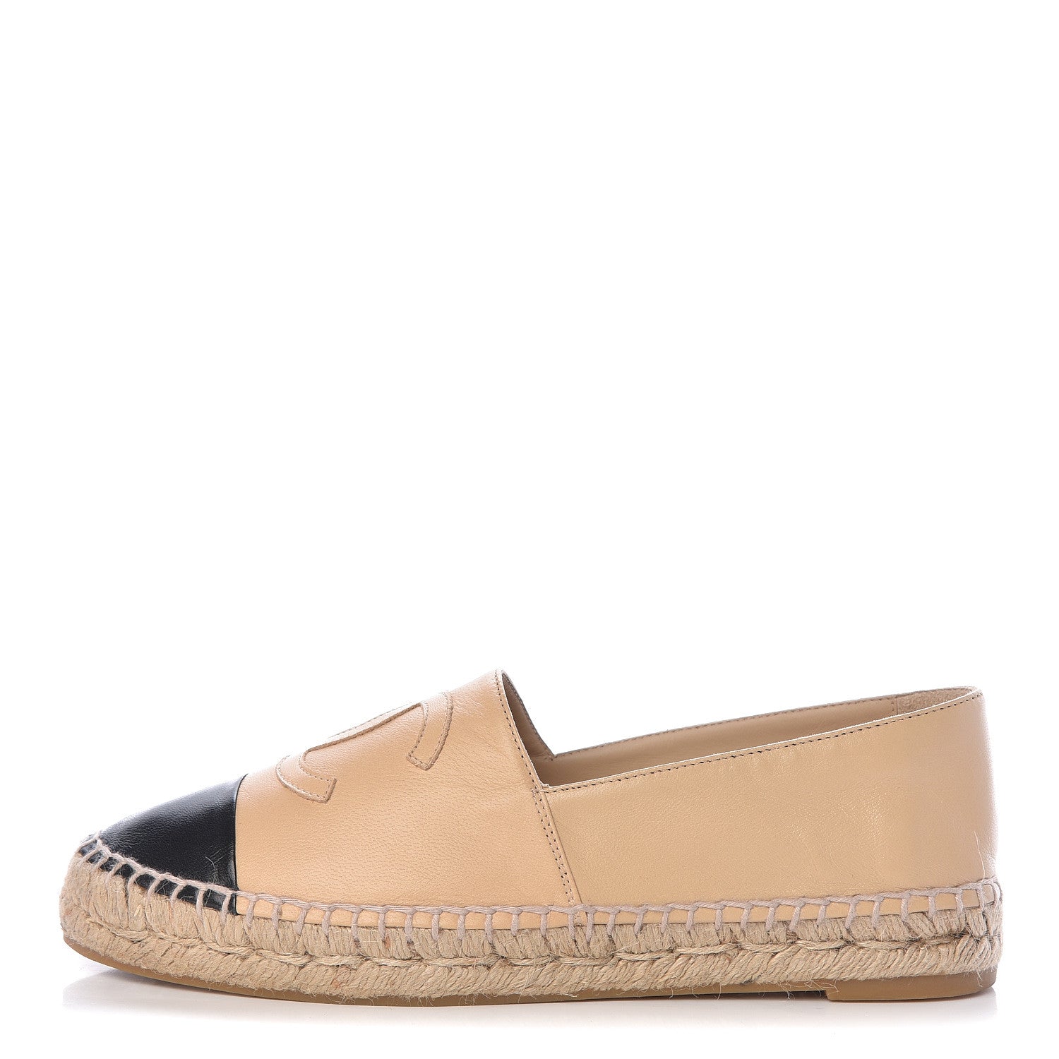 Chanel Lambskin CC Espadrilles 39 Beige Black 1 of 11