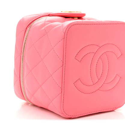 Chanel Calfskin Quilted Small Vanity Case With Chain Coral Pink 10 of 11
