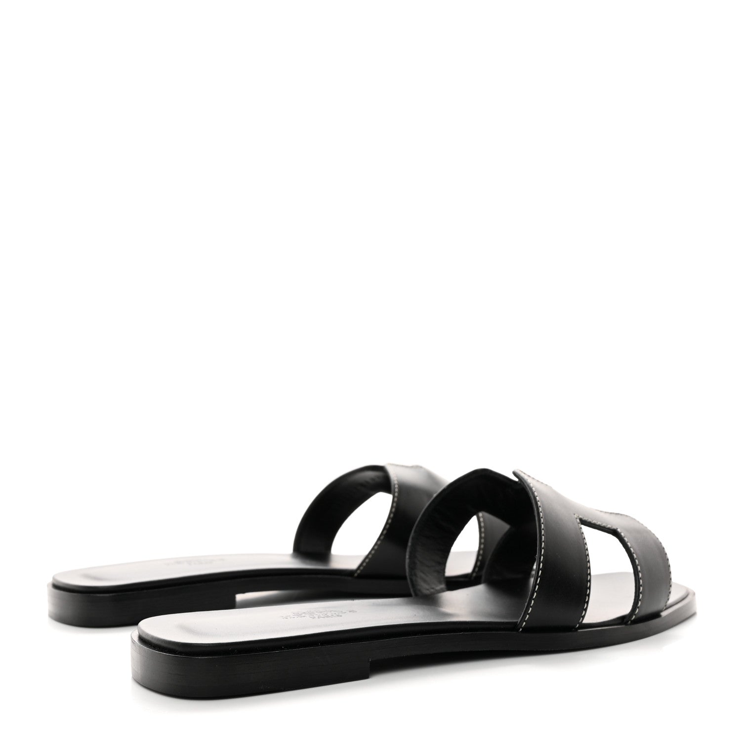 Hermes Box Calfskin Oran Sandals 38.5 Black 4 of 8