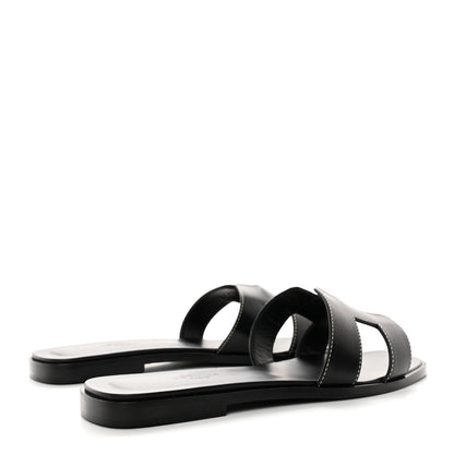 Hermes Box Calfskin Oran Sandals 38.5 Black 4 of 8