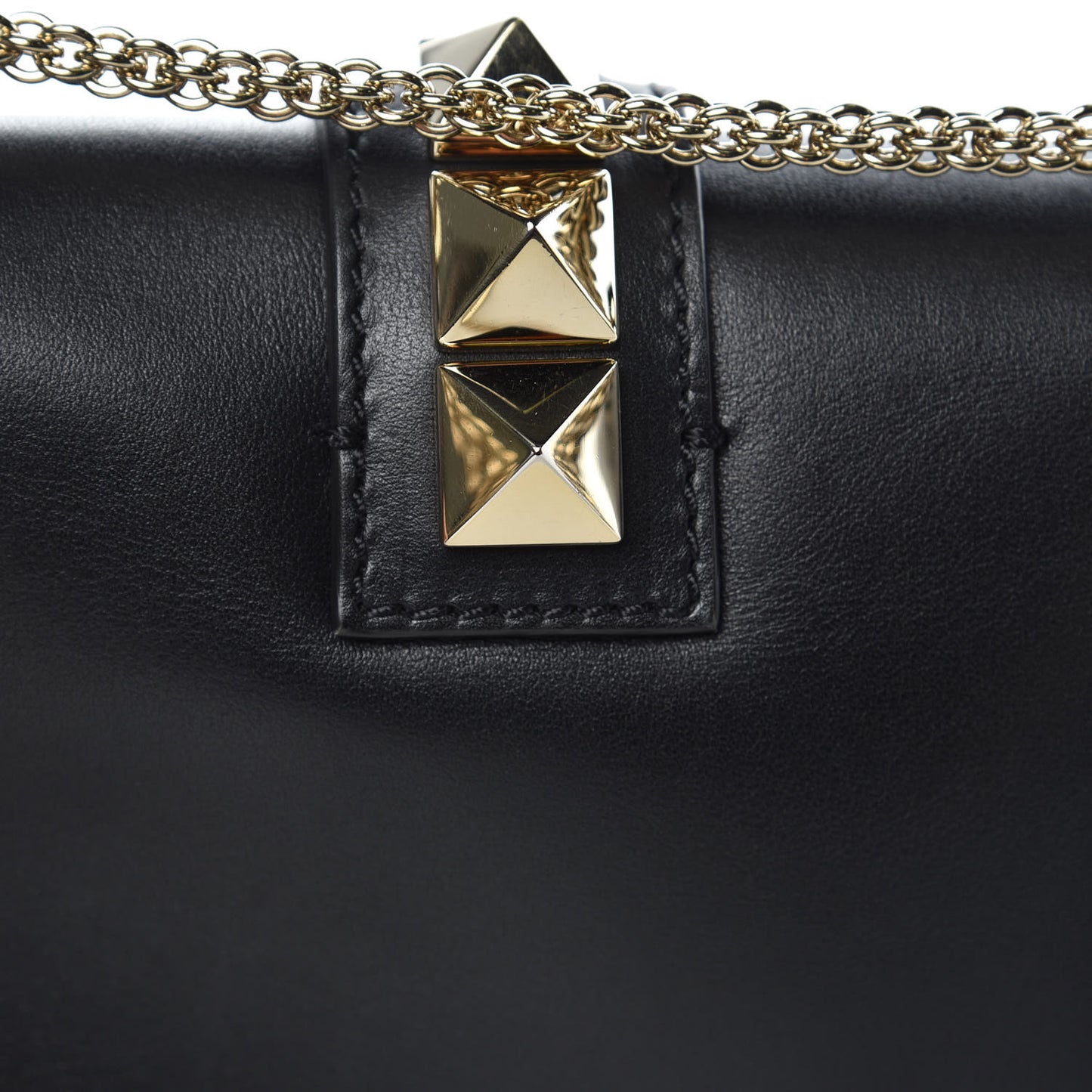 Vitello Small Glam Lock Rockstud Flap Black