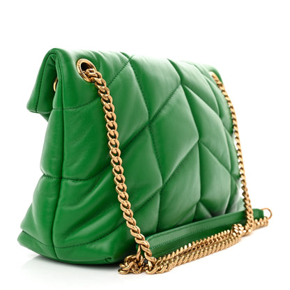 Saint Laurent Lambskin Quilted Small Loulou Puffer Monogram Chain Satchel New Vert 4 of 11