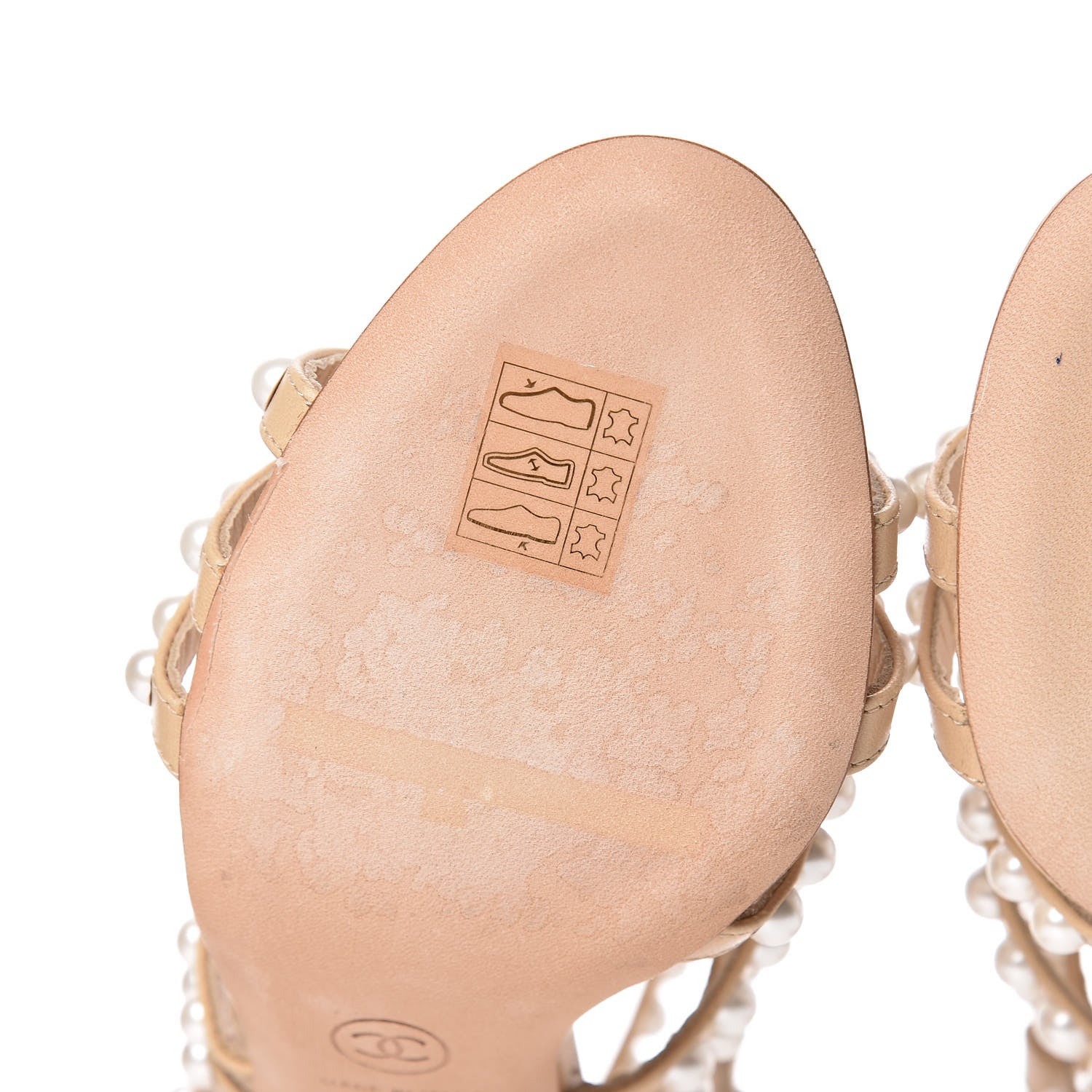 Chanel Goatskin Quilted Pearl Sandals 36 Beige 9 of 11