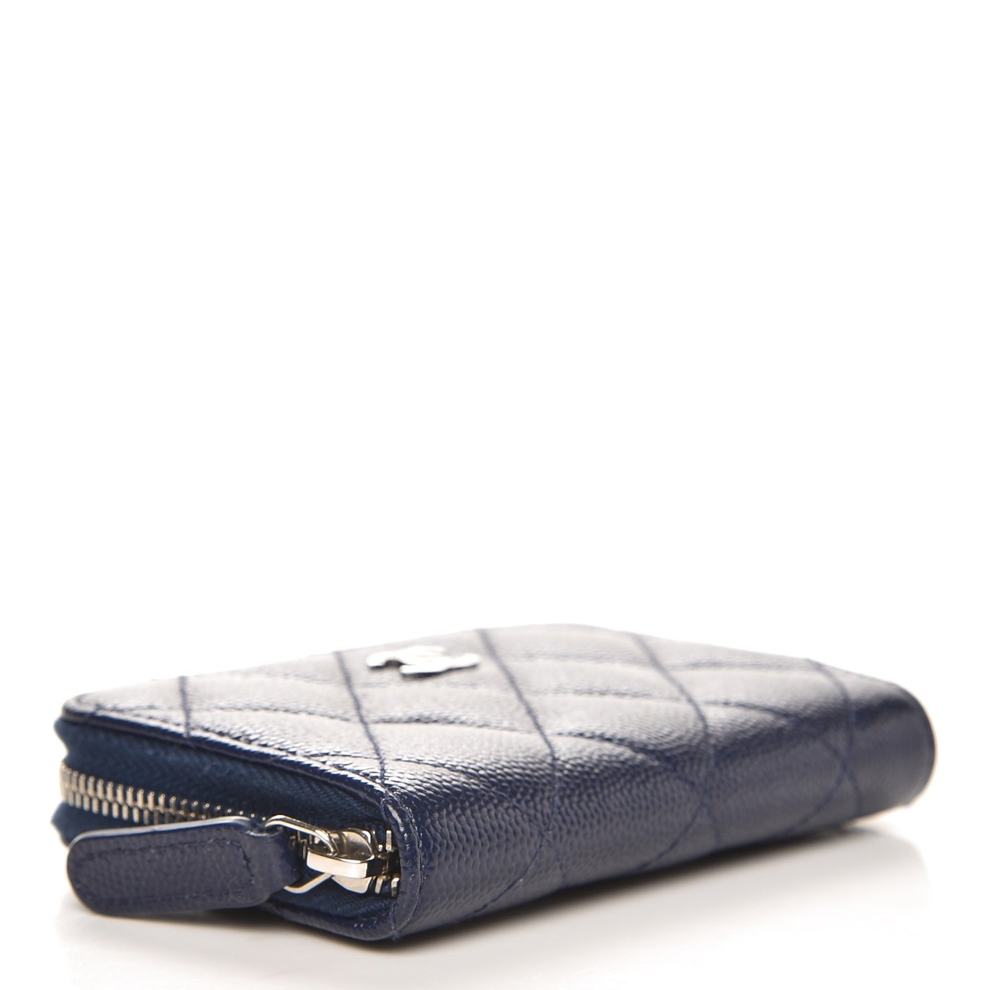 Caviar Quilted Zip Coin Purse Navy