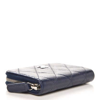 Chanel Caviar Quilted Zip Coin Purse Navy 4 of 7