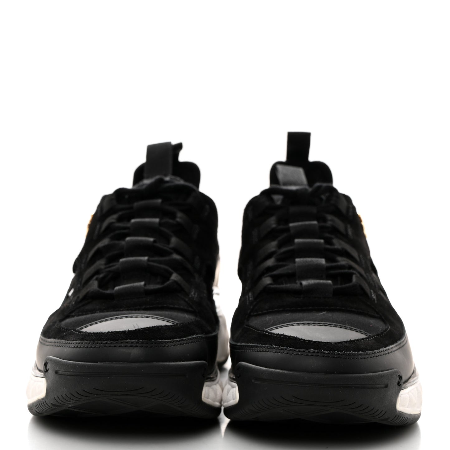 Velvet Calfskin Mixed Fibers CC Sneakers 39.5 Black