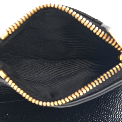 Saint Laurent Grain De Poudre Matelasse Chevron Monogram Zipped Card Case Black 6 of 11