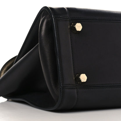 Salvatore Ferragamo Calfskin Sofia Rainbow Top Handle Bag Black 8 of 9
