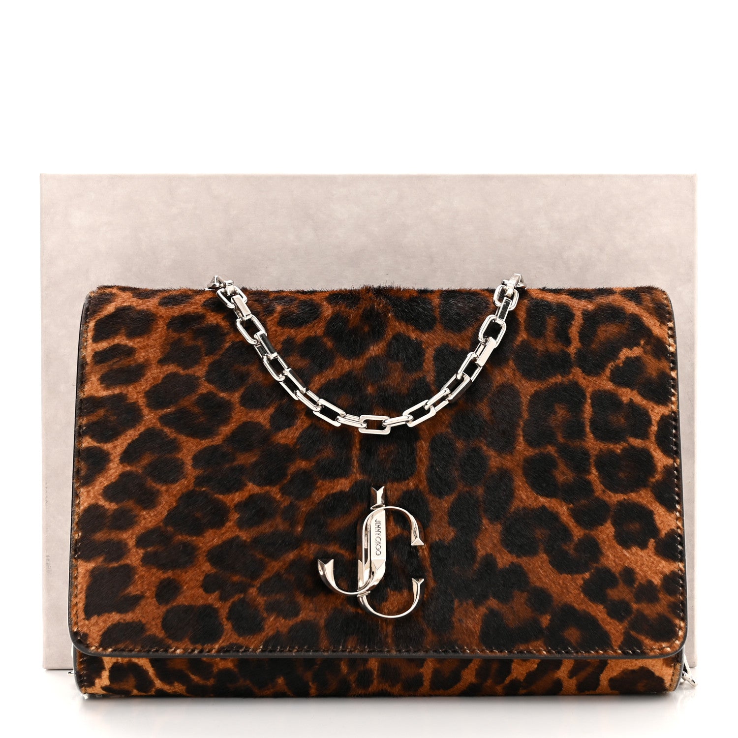Jimmy Choo Pony Hair Leopard Varenne Chain Clutch Natural 10 of 10
