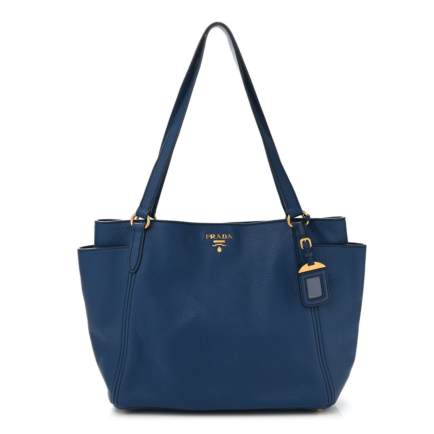 Vitello Daino Side Pocket Tote Bluette
