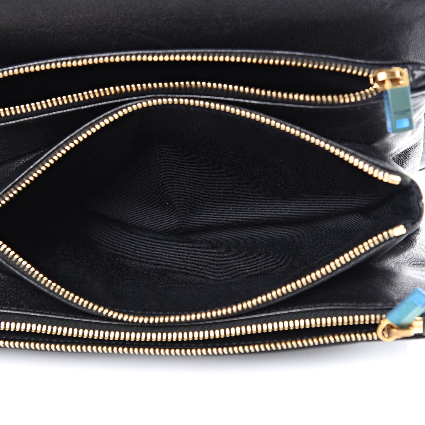 Lambskin Diamond Quilted Monogram Angie Chain Bag Black