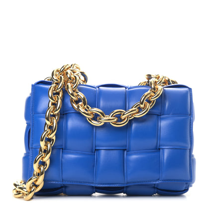 Bottega Veneta Lambskin Maxi Intreccio Padded Chain Cassette Crossbody Bag Cobalt 1 of 9