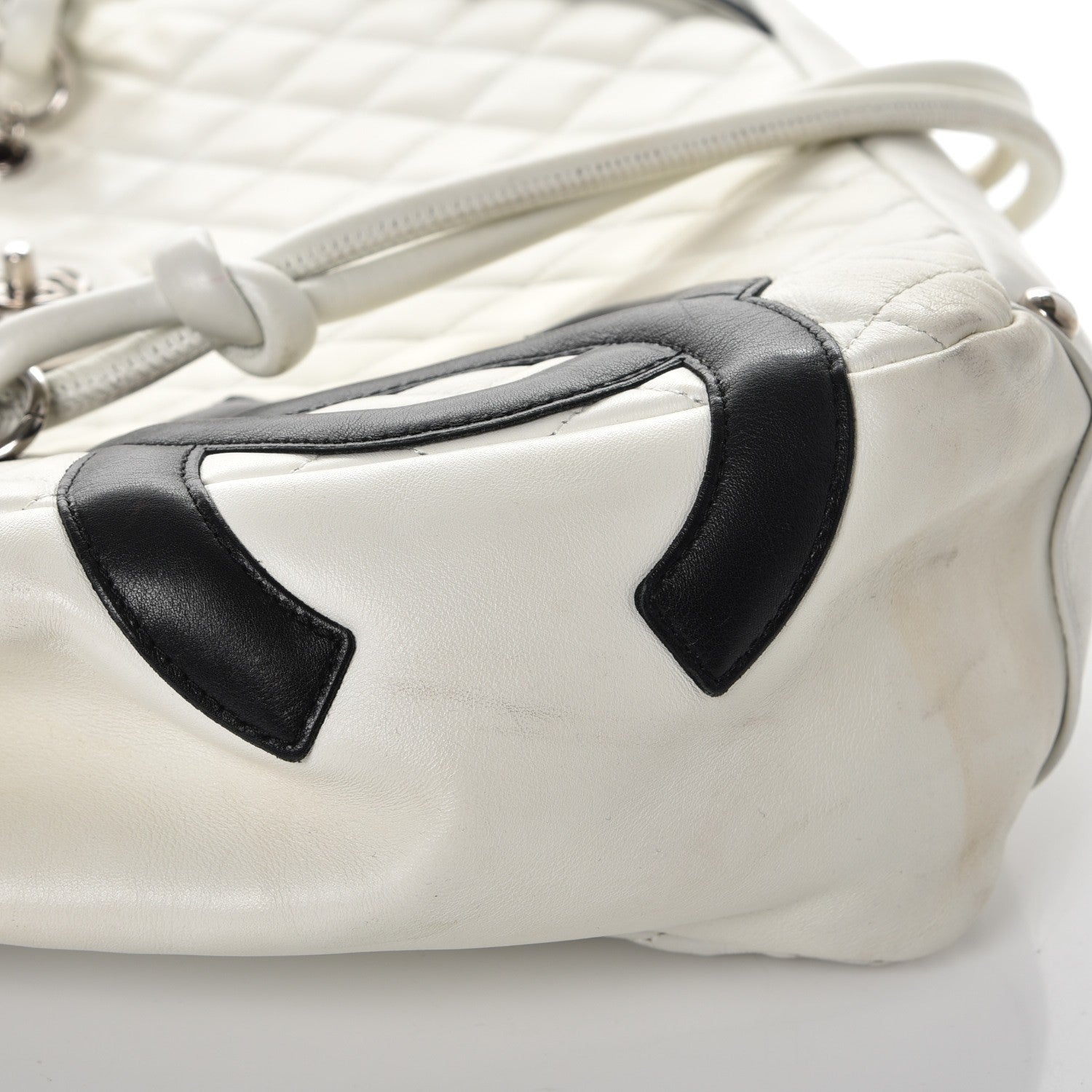Chanel Calfskin Quilted Large Cambon Flap White Black 9 of 23