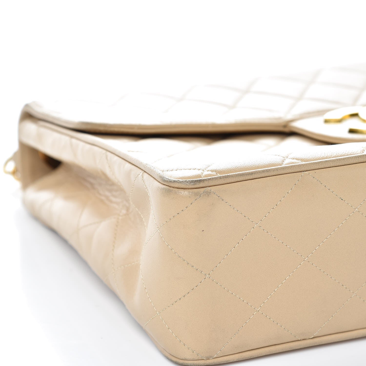 Chanel Lambskin Quilted Jumbo Single Flap Light Beige 10 of 13