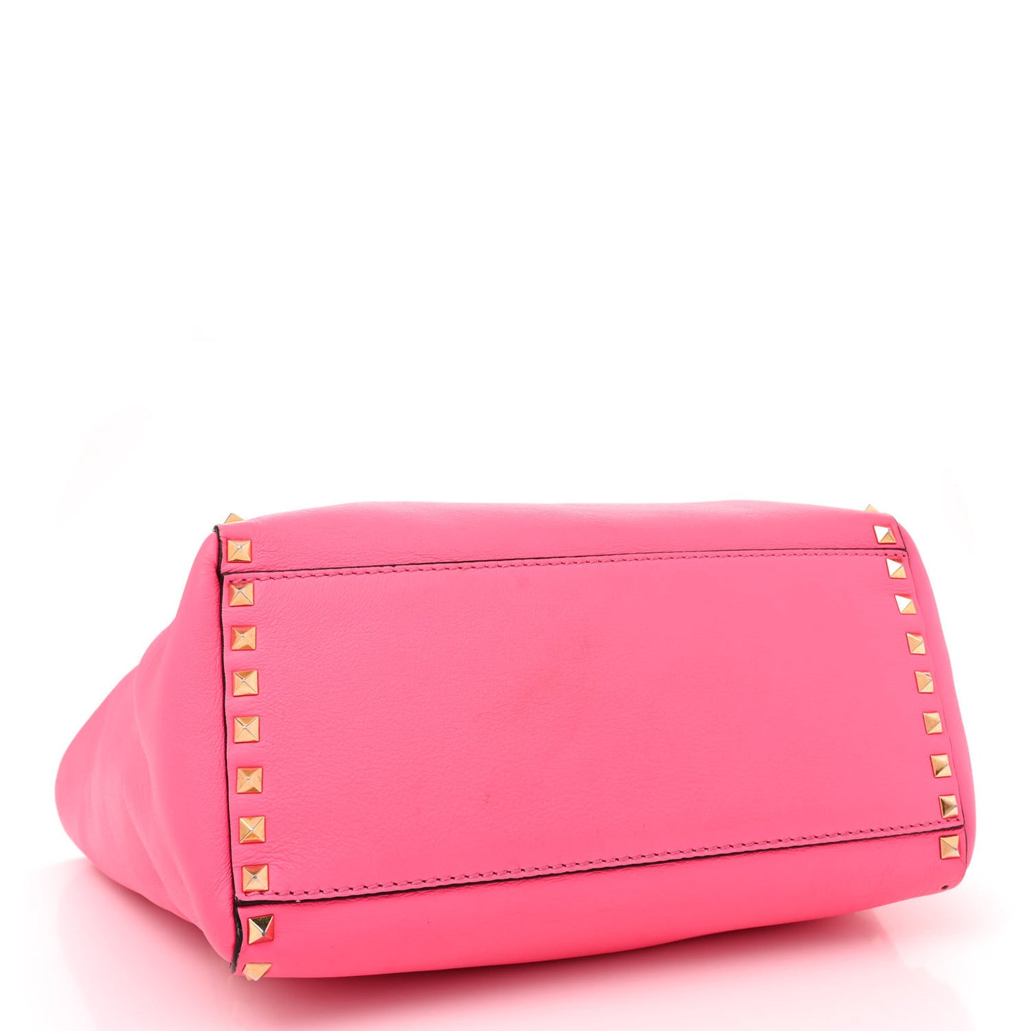 VALENTINO GARAVANI Vitello Rockstud Double Handle Tote Fuxia Fluo