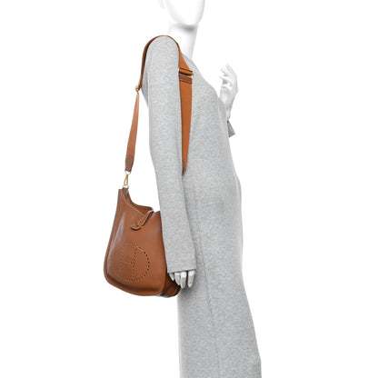 Hermes Taurillon Clemence Evelyne III PM Gold 2 of 10
