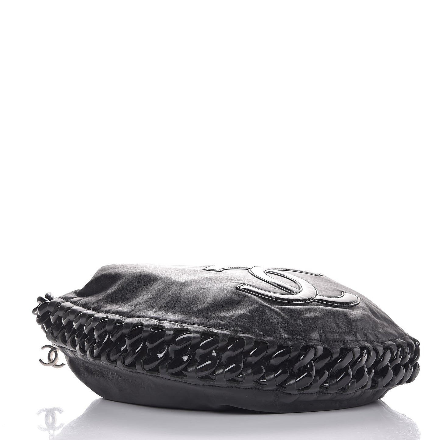 Calfskin Modern Chain Rhodoid Hobo Black