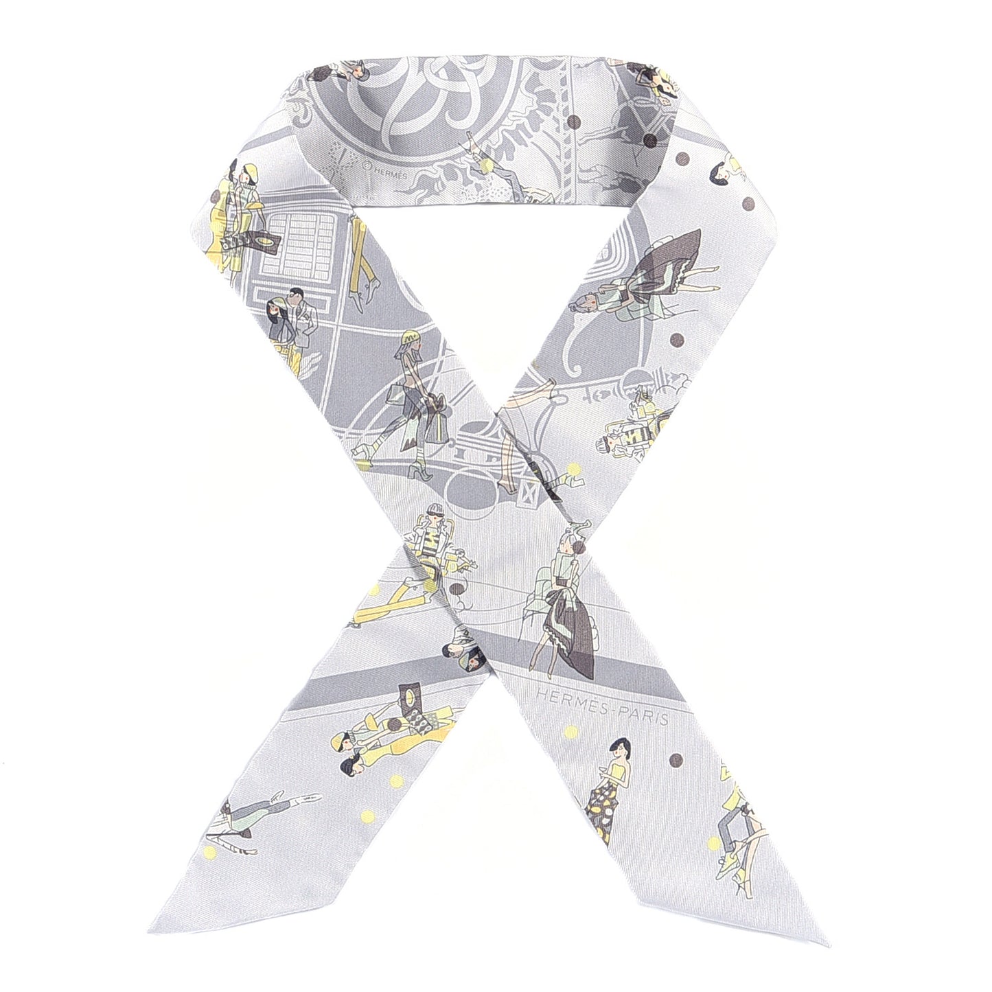 Silk Ex-Libris Les Parisiennes Twilly Gris Perle Jaune
