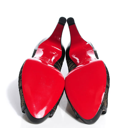 Christian Louboutin Lace Ambro 90 Platform Peep Toe Pumps 38 Black 5 of 7