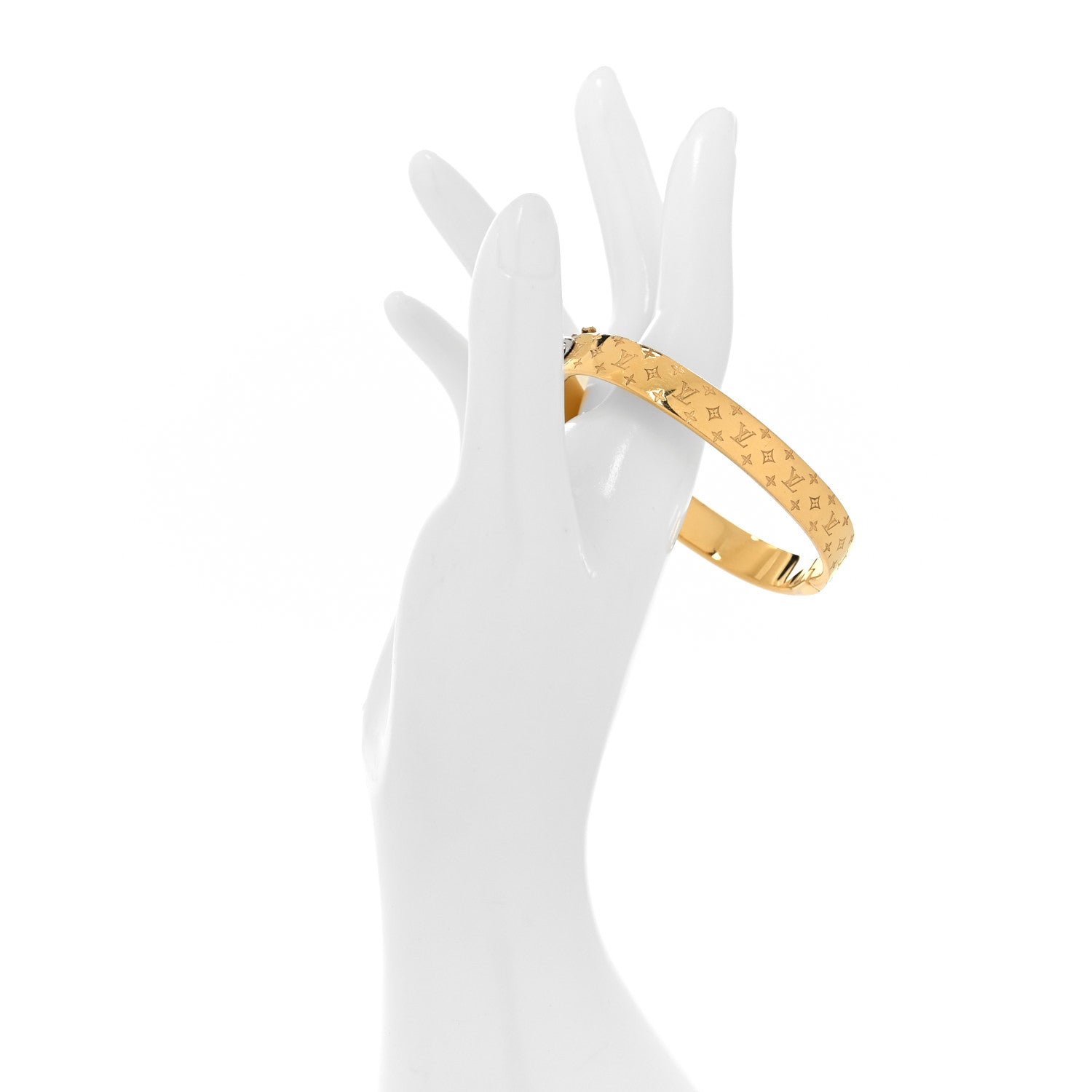 Louis Vuitton Brass Monogram Nanogram Cuff M Gold 2 of 7