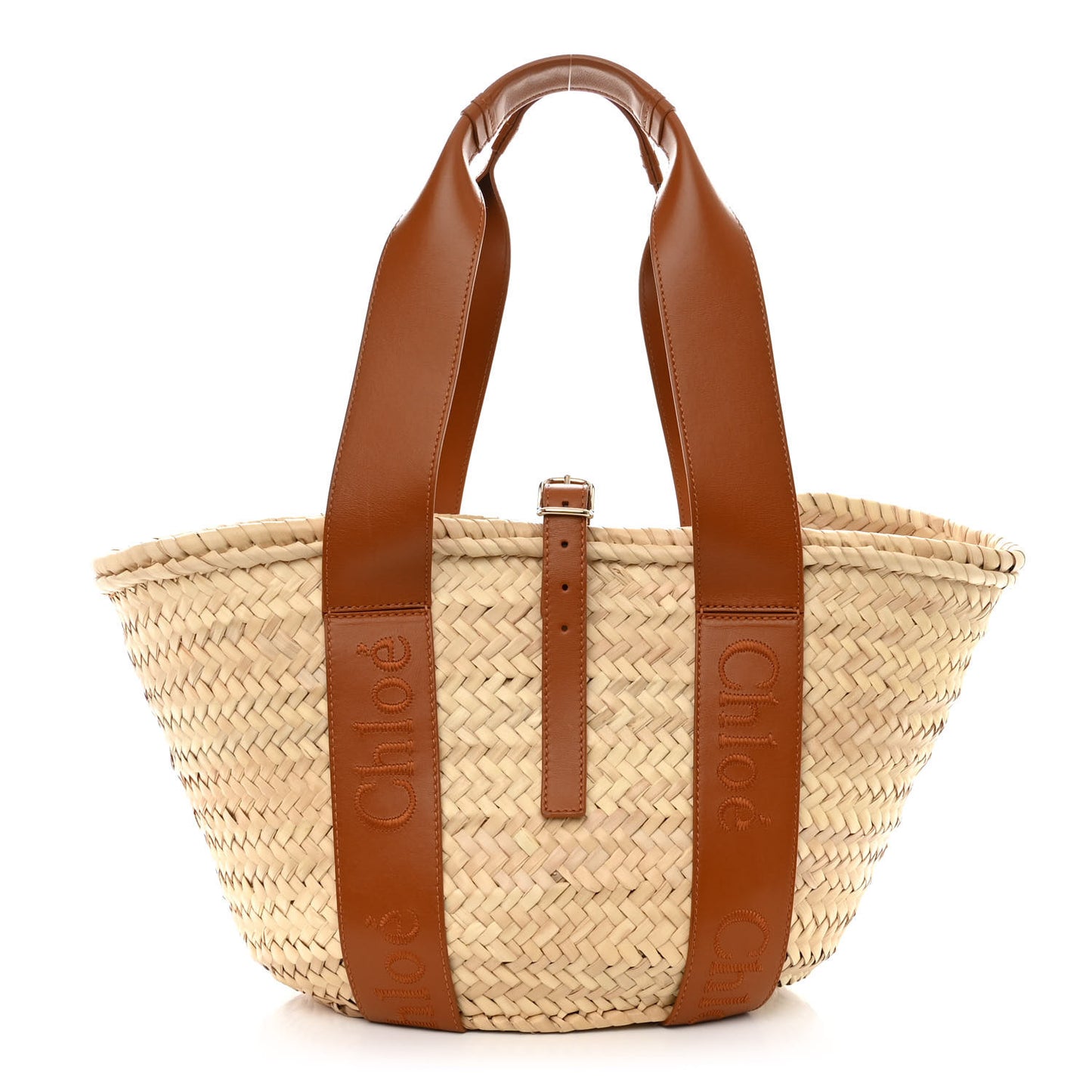 Raffia Smooth Calfskin Medium Sense Basket Caramel
