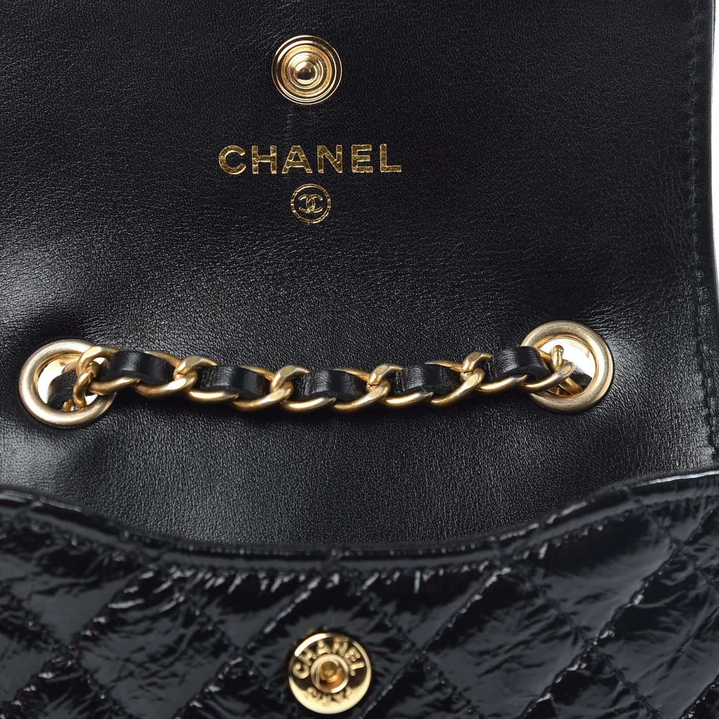 Shiny Aged Calfskin Quilted Waist Belt Bag Black