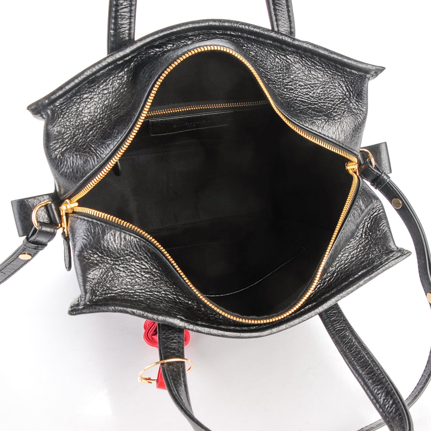 Agneau Small Bazar Shopper Tote Black Rouge Groseille