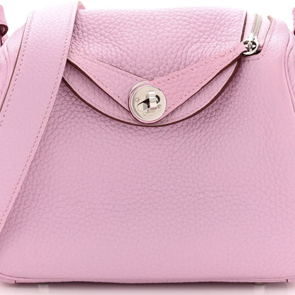 Hermes Taurillon Clemence Mini Lindy 20 Mauve Sylvestre 8 of 10