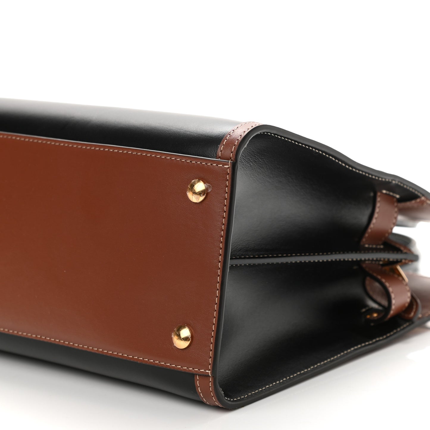 Calfskin Vintage Check Small Two Handle Title Bag Black