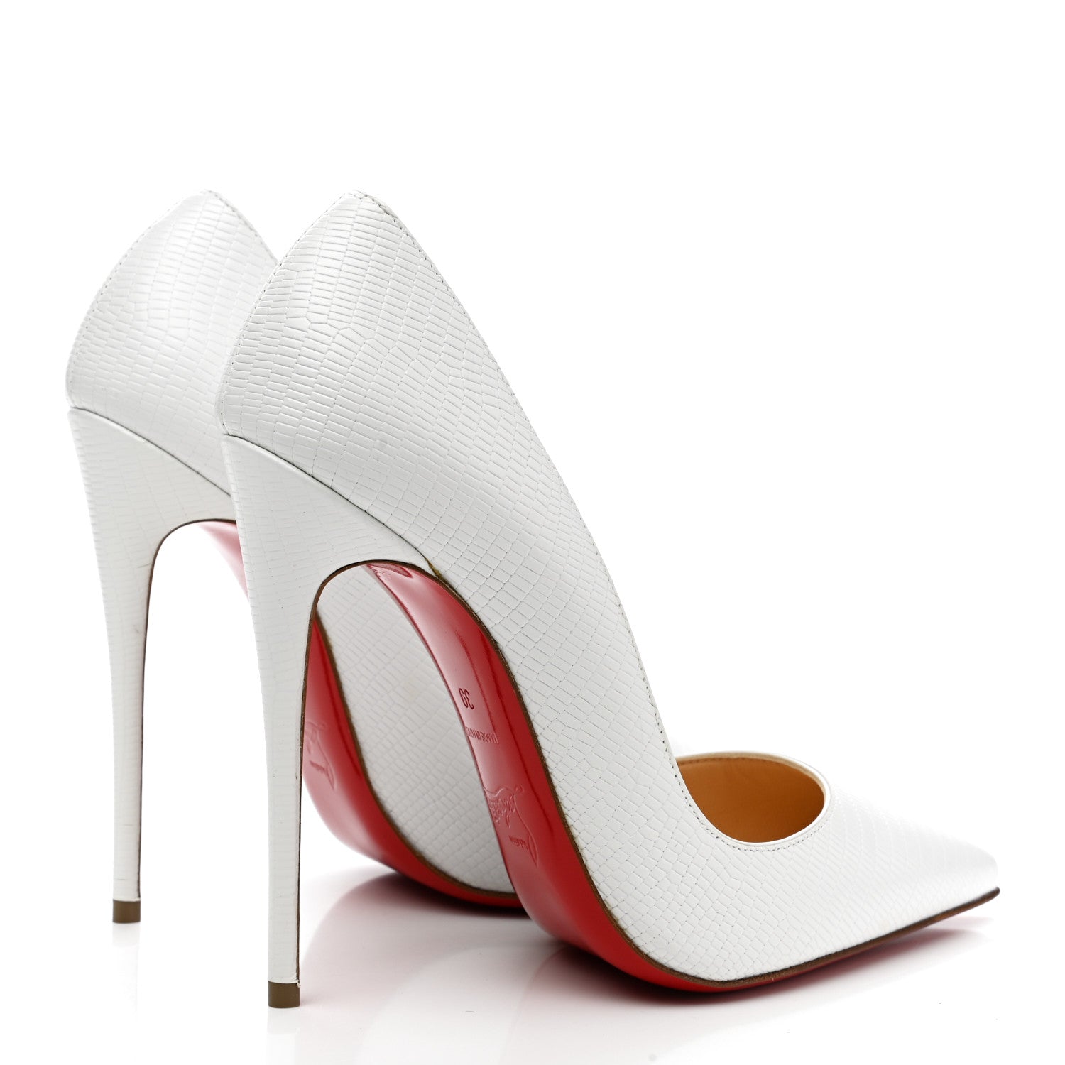 Christian Louboutin Calfskin Lizard Embossed So Kate 120 Pumps 39 White 4 of 7