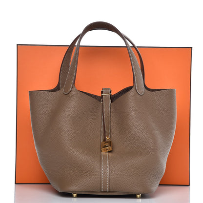 Hermes Taurillon Clemence Picotin Lock 22 MM Etoupe 9 of 9