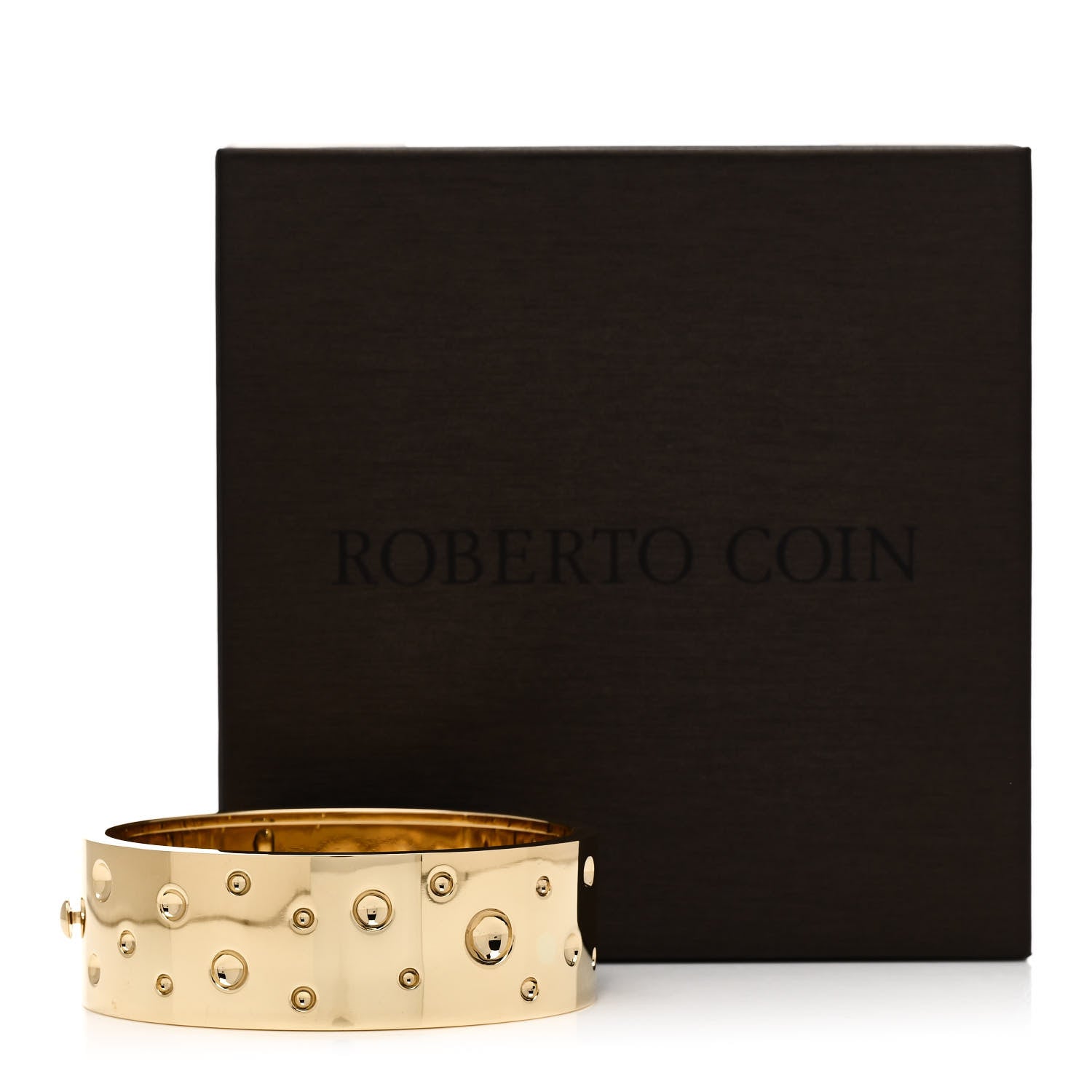 Roberto Coin 18K Yellow Gold Wide Pois Moi Luna Bangle Bracelet 4 of 4