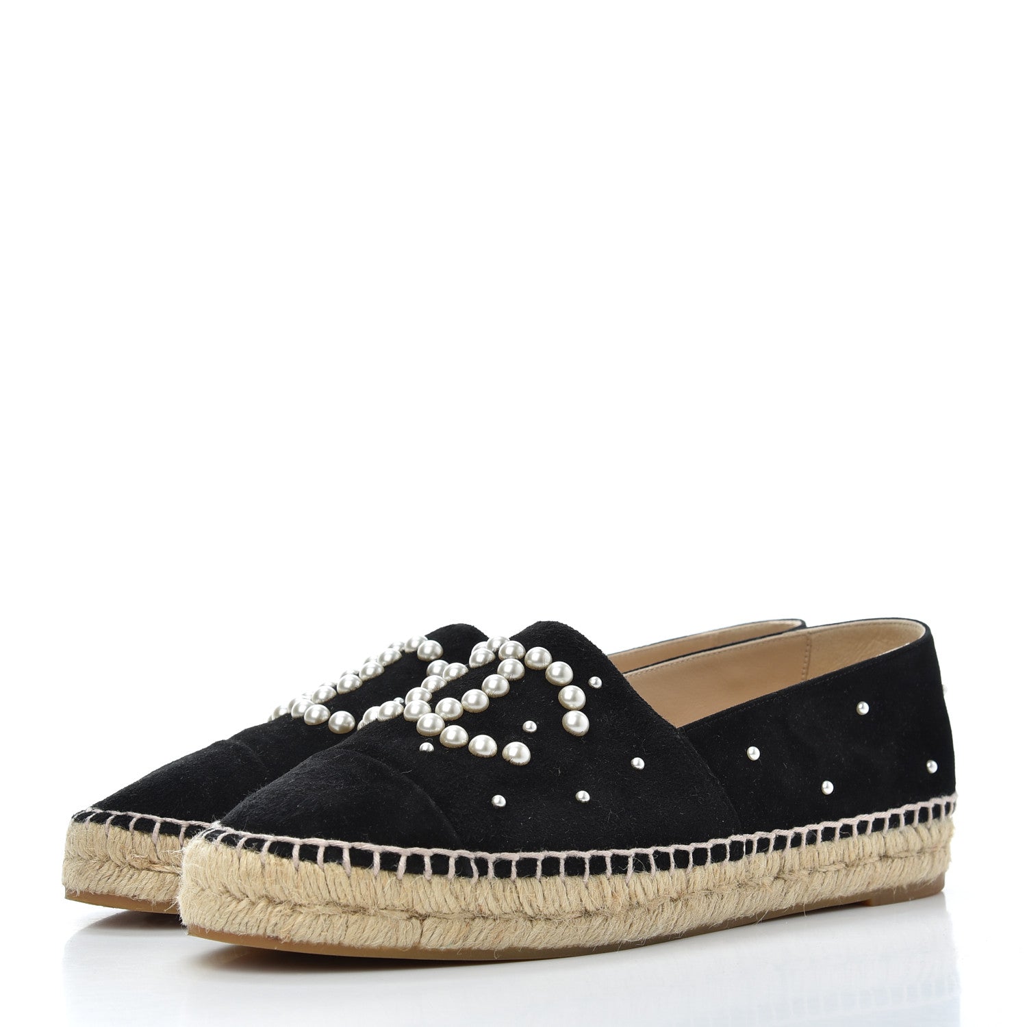 Chanel Suede Pearl CC Espadrilles 39 Black 3 of 10