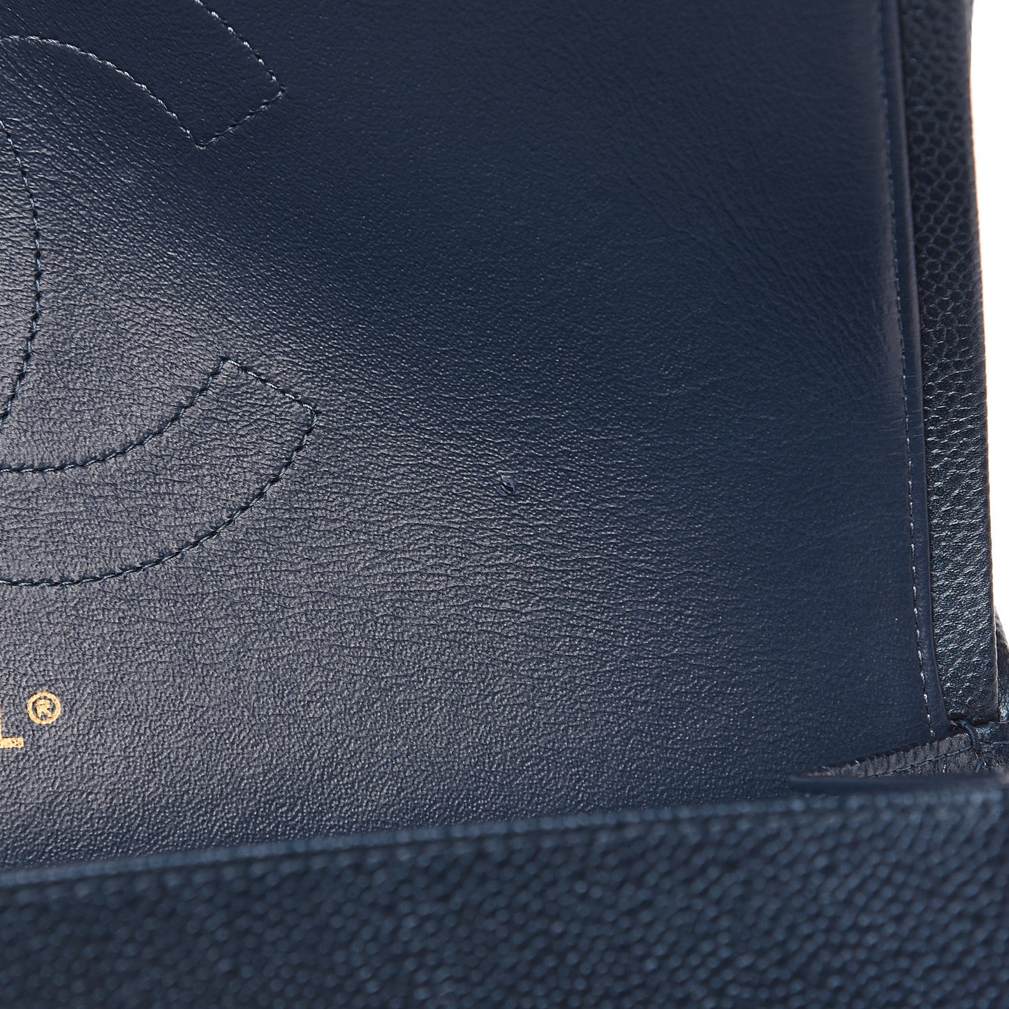Iridescent Caviar Quilted Jumbo Double Flap Dark Blue