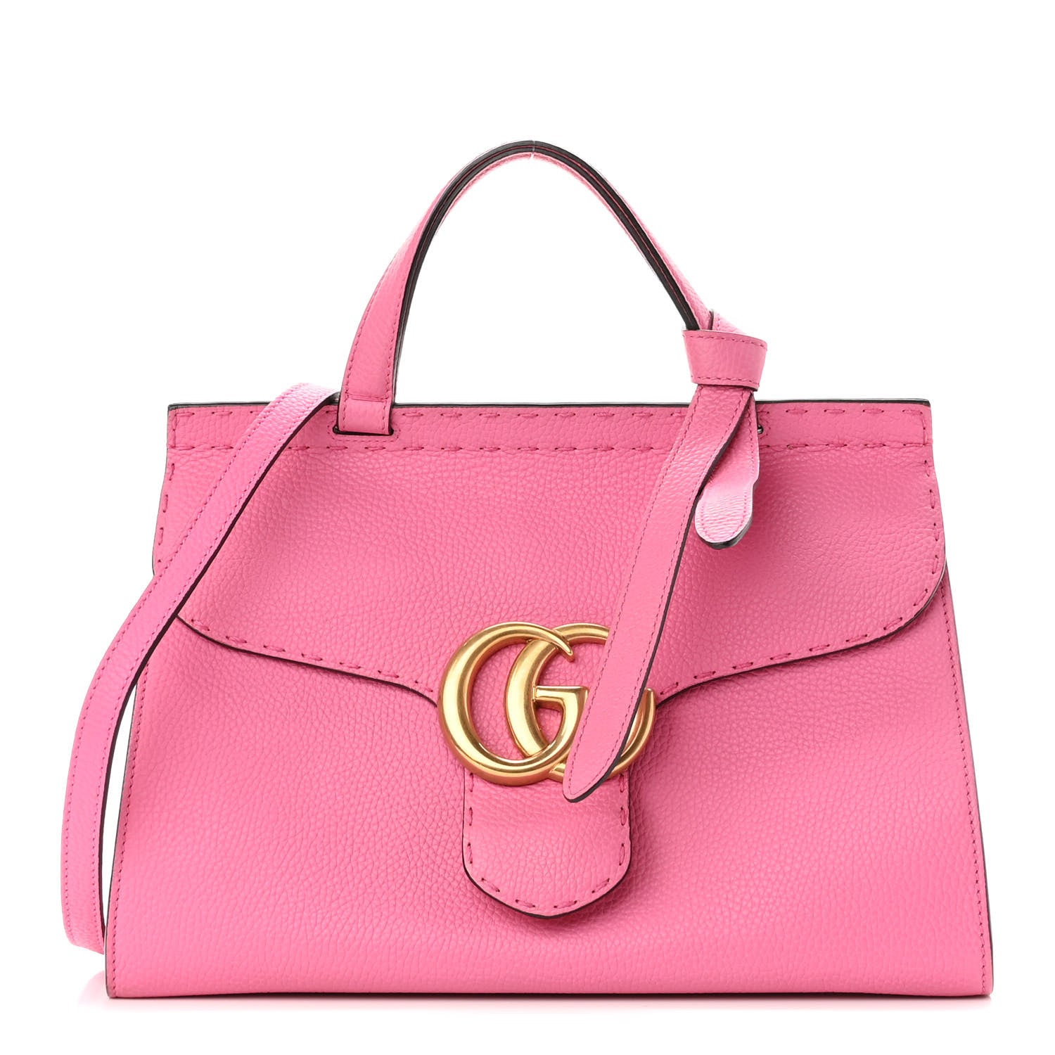 Gucci Calfskin Small GG Marmont Top Handle Bag Pink Tropical Flower 1 of 13