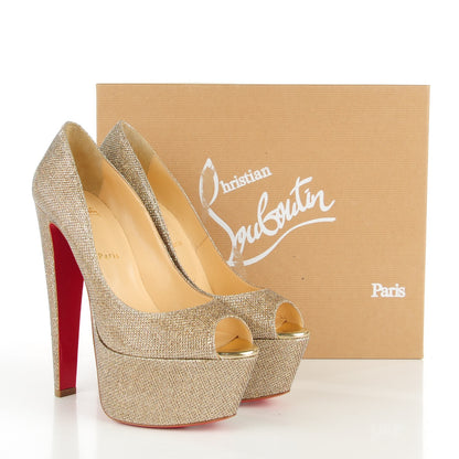 Christian Louboutin Glitter Fabric Altareva 160 Pumps 40 Gold 5 of 7