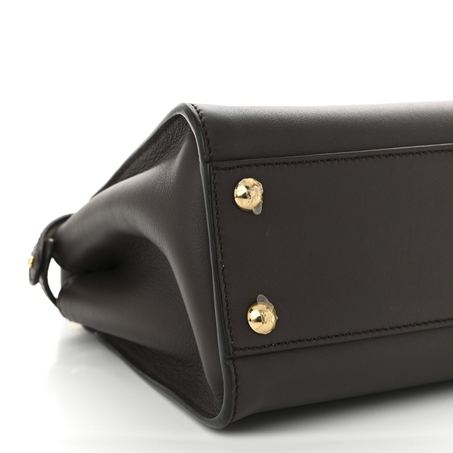 Vitello Seta Suede FF Mini Peekaboo Iconic Satchel Chocolate Sigaro Marrone