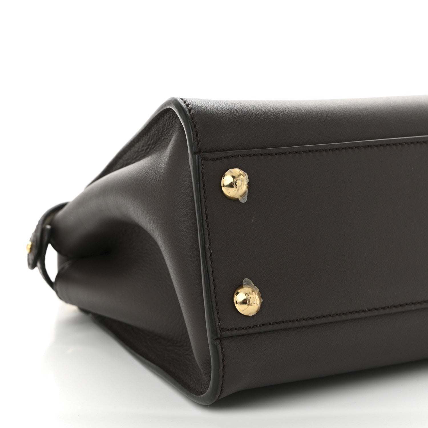 Fendi Vitello Seta Suede FF Mini Peekaboo Iconic Satchel Chocolate Sigaro Marrone 9 of 10