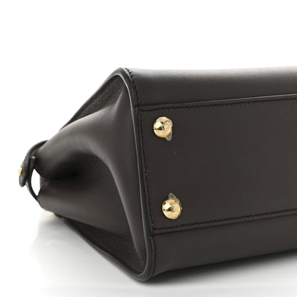 Fendi Vitello Seta Suede FF Mini Peekaboo Iconic Satchel Chocolate Sigaro Marrone 9 of 10