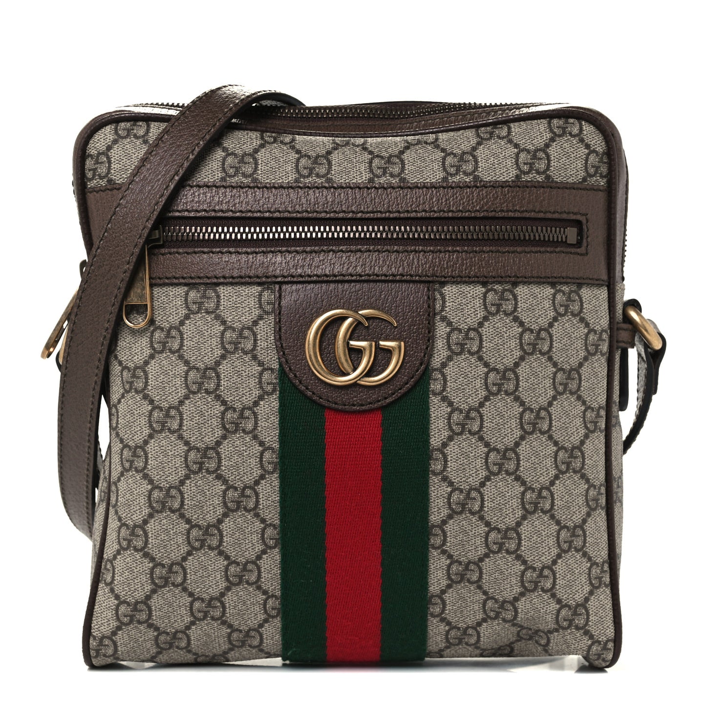 GG Supreme Monogram Web Small Ophidia Messenger Bag Brown