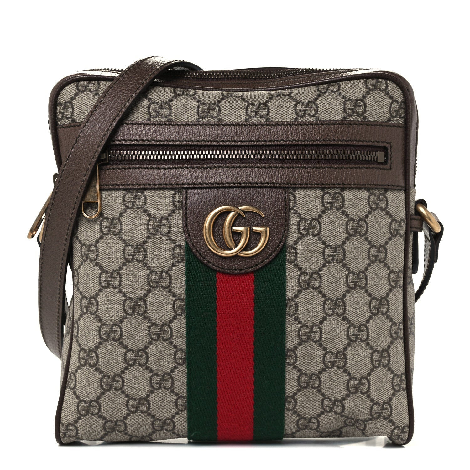 Gucci GG Supreme Monogram Web Small Ophidia Messenger Bag Brown 1 of 12