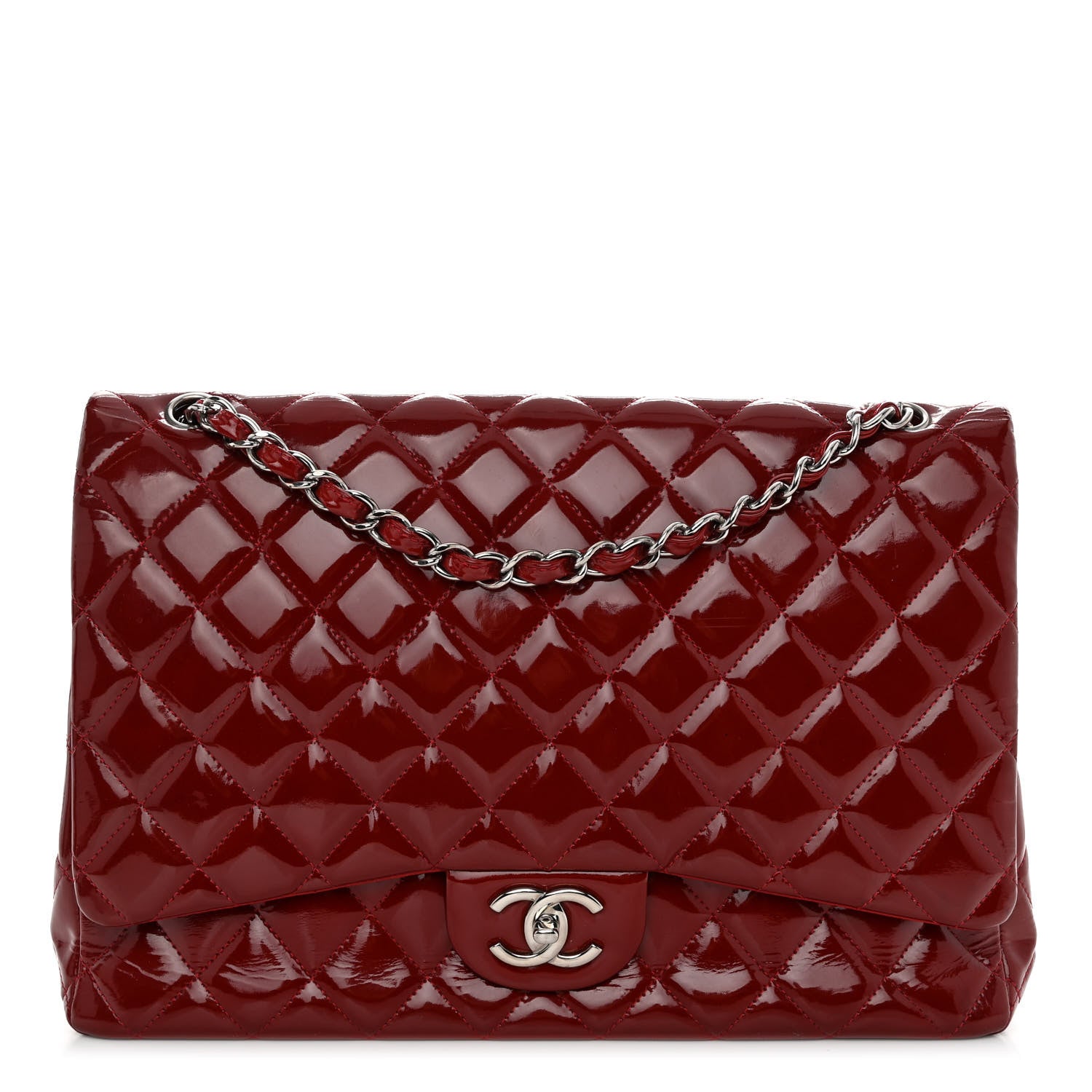 Chanel Patent Quilted Maxi Double Flap Red 1 of 10