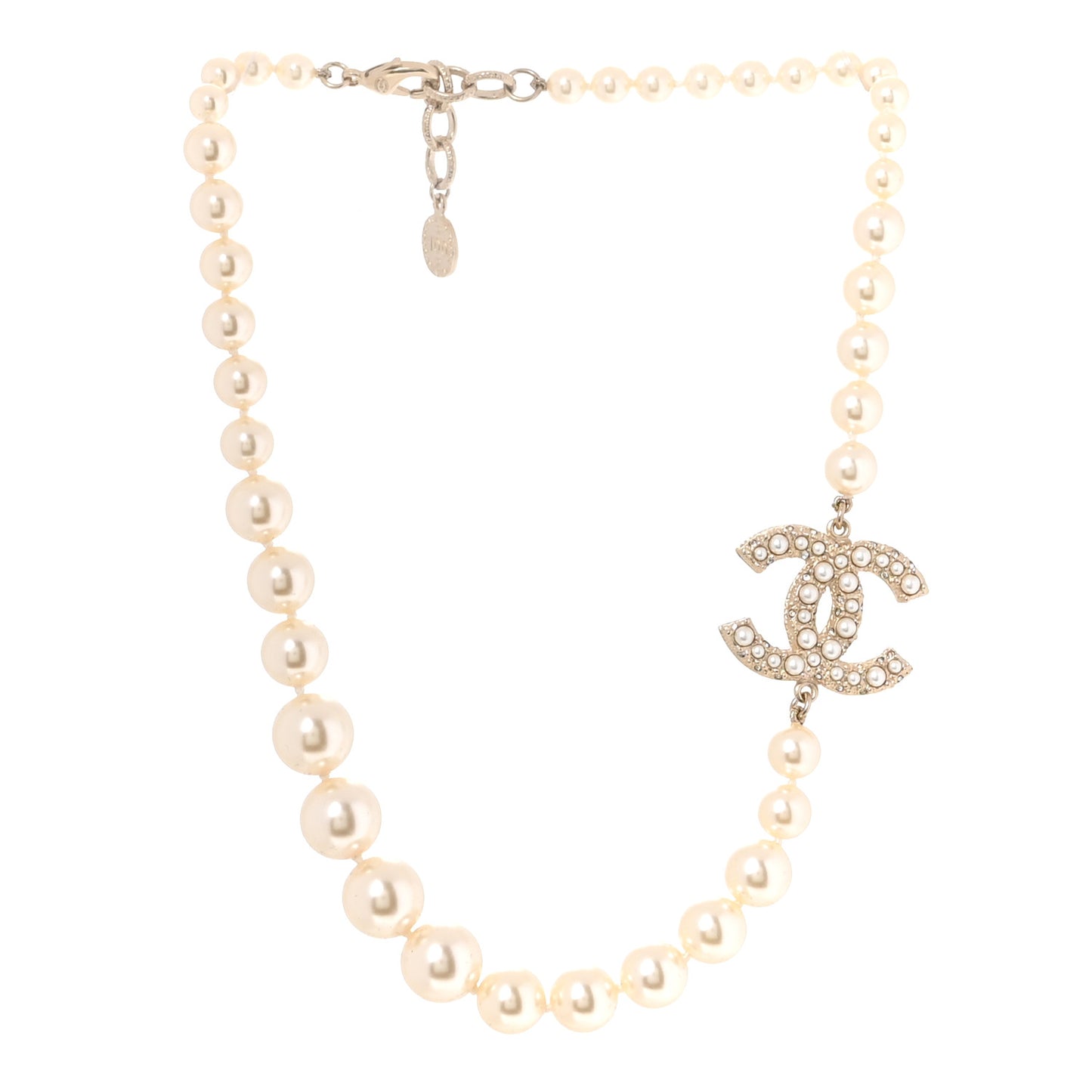 Pearl CC 100th Anniversary Necklace Light Gold