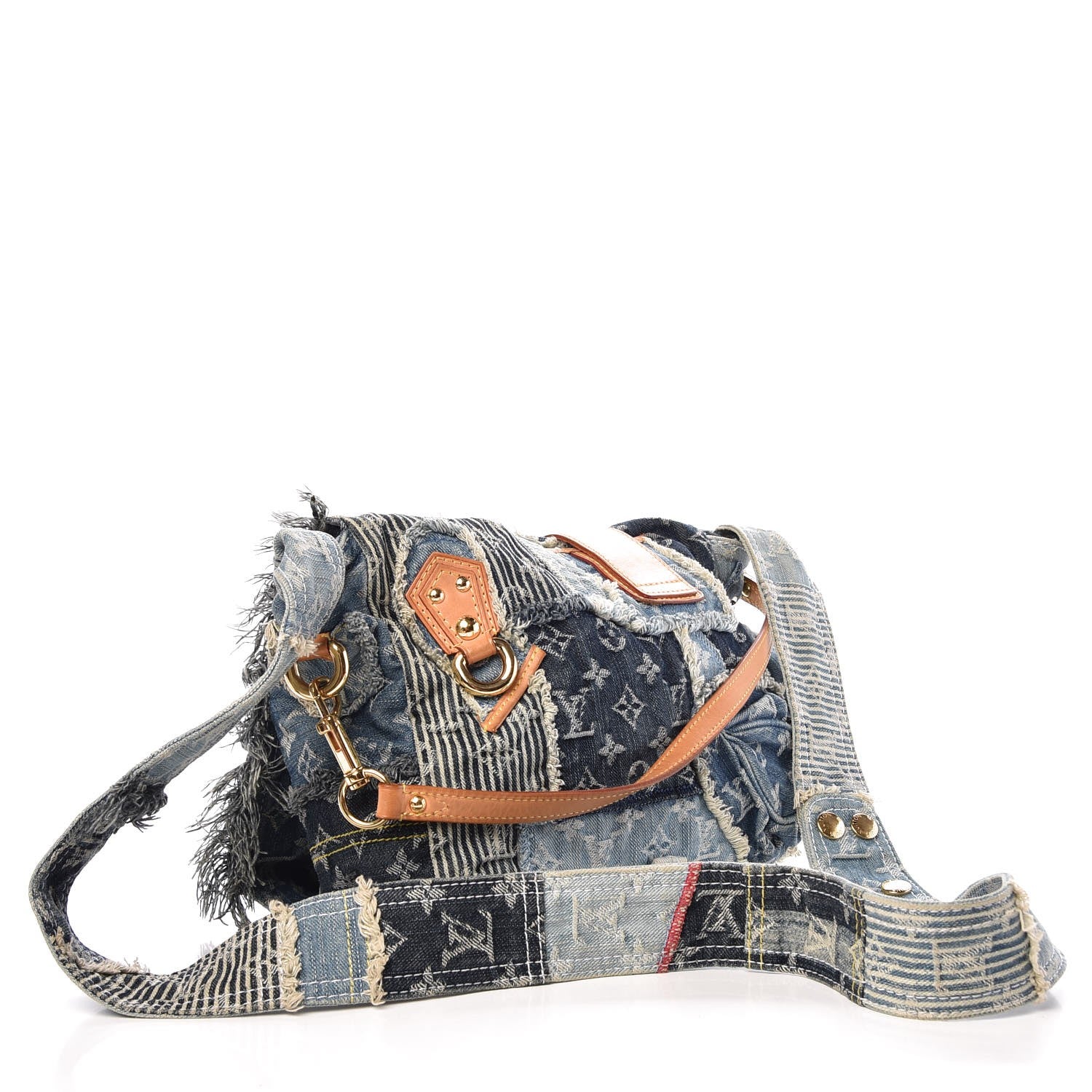Louis Vuitton Denim Patchwork Posty Messenger Bag Blue 4 of 10